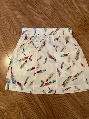 Garage White Feather Print Skirt XS